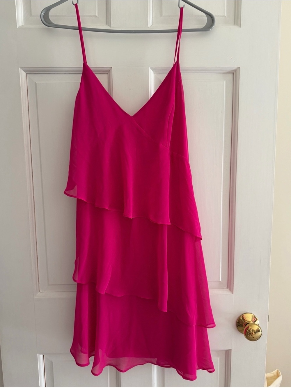 Express Hot Pink Tiered Spaghetti Strap Mini Dress